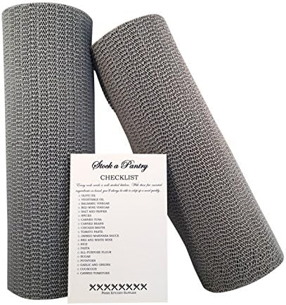 Non Slip Shelf Liners for Kitchen Cabinets Rubberized Mat Roll (12” x 20’ Each) (2 Pack) Plus Pantry Checklist (Gray)