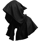 Zjyufy Medieval Hooded Cowl Cloak Halloween Hood Cowl Hat Wicca Pagan Hood Poncho Cosplay Costumes for Unisex Men Woman, Red