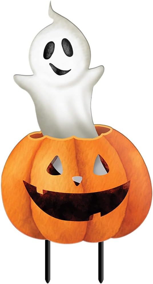 Plaques & Wall Art - Briarwood Lane Halloween Pumpkin and Ghost Metal Yard Art 30