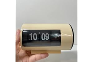 BHning Retro Table Clock Auto Flip Clock 12 Hours AM/PM Format Display Timepiece Desk Clock Flip Page Turning Clocks (Beige)