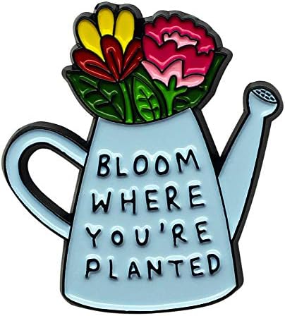 CUFTS Bloom Where You are Planted Inspirational Enamel pin Graduation Gift for Women Girl Daughter Lapel Pin Motivational.