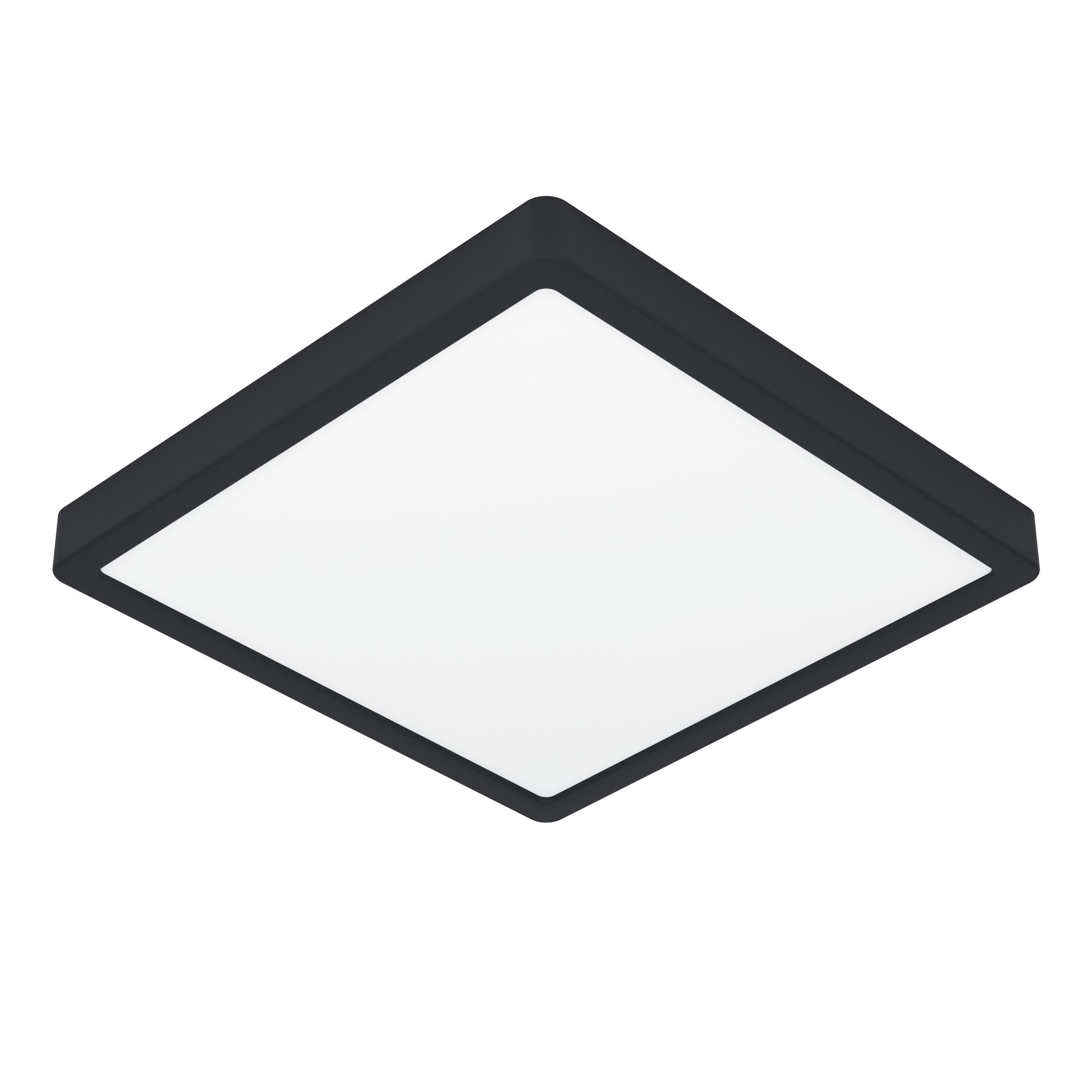 Eglo LED Ceiling Light Fitting Fueva 6, Square Ceiling lamp, Bathroom Lighting, Flush luminaire Made of Plastic in Black and White, Warm White-Cold White, IP44, 29 x 29 cm