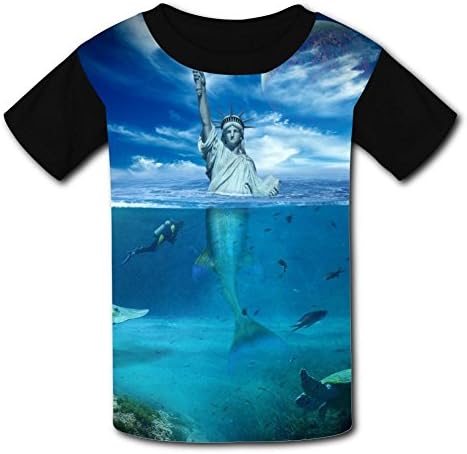 Kids Funny Mermaid Liberty Casual T-Shirt Short Sleeve