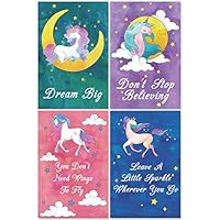 L & O Goods Unicorn Posters for Girls Bedroom | Unicorn Room Wall Art Décor | Set of 4 Watercolor Unicorn Decorations | Cute Kids Posters for Girls | Perfect for Little Girl Bedroom Décor | 11" x 17"