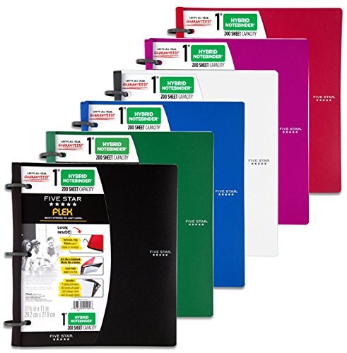 Five Star Flex White NoteBinder, 1-Inch Capacity, 11.5 x 11 Inches, Notebook and Binder All-in-One, Pack Of 6