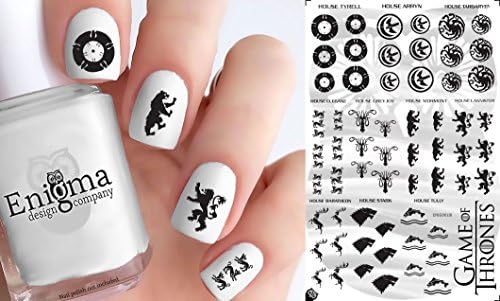 Game of Thrones Black & White Style Nail Decals (Clear Water-Slide)