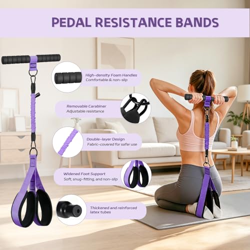 Set of Resistance Bands, Elastic Bands for Pedal and Handles, Ankle Pulleys Gym, Elastic Bands for Figure 8, Fitness Elastic Band for Abs at Home