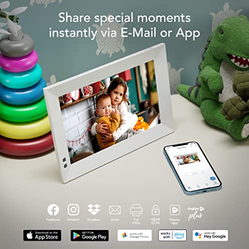 Nixplay 10.1 inch Smart Digital Photo Frame with WiFi (W10F) White
