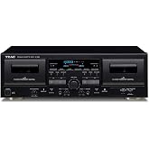 TEAC W-1200B Dual Cassette Deck with Recorder with USB Pitch Control Karaoke-Mic-in and Remote