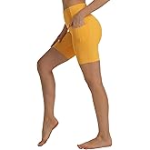 HOKOYI Women's High Waisted Spandex Biker Shorts 7" Gym Compression Shorts with Pockets Workout Running