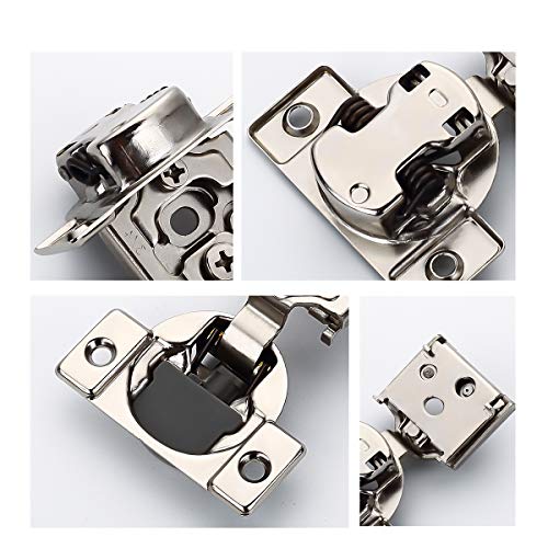 Furniware 20 Pack Self Closing Cabinet Hinges, 3/4" Overlay Cabinet Hardware Hinges Nickel Plated- 105 Degree - Thumbnail 2