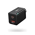 Baseus 30W Dual Port USB C PD Charger Block, Fast Compact with Foldable Plug for iPad Pro/Air/Mini, iPhone 15/15 Pro/15 Pro Max/14/14 Pro/14 Pro /13 Pro/12/SE/11/XR/XS, Samsung, Pixel 6, Black