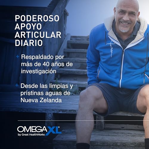 Suplemento de apoyo articular OmegaXL, para alivio - Suplemento muscular natural, aceite de mejillón de labios verdes, capsulas de gel blandas, sin fármacos, 60 unidades