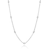 KUYLBUK 925 Sterling Silver Bead Chain Necklace for Women Simple Dainty Satellite Beaded Chain Necklace, Sturdy Chains Necklaces Jewelry with Lobster Clasp | 16/18/20/22/24 Inches