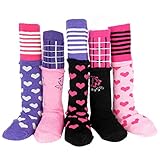 KF Baby Girl Non-Skid Stitched Ribbon Calf Socks [Set of 5 Pairs], 6 - 18 Months