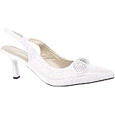 SIMPLY COUTURE Women's Low Heel Closed Toe Slingback Pumps Bowknot Comfortable Dress Shoes