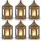 zkee Mini Star Lantern with Flickering LED,Battery Included,Decorative Hanging Lantern,Christmas Decorative Lantern,Indoor Candle Lantern,Battery Lantern Indoor Use, (Set of 6 Golden)