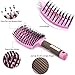 Boar Bristle Hair Brush Kaiercat® - Best at Detangling Thick Hair Vented For Faster Drying-100% Natural Boar Bristles for Hair Oil Distribution (Pink)