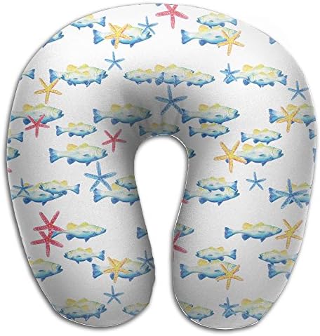 U-shaped Pillow Watercolor Bass Fish Pretty Neck Snug U Neck Memory Foam Neck Pillow