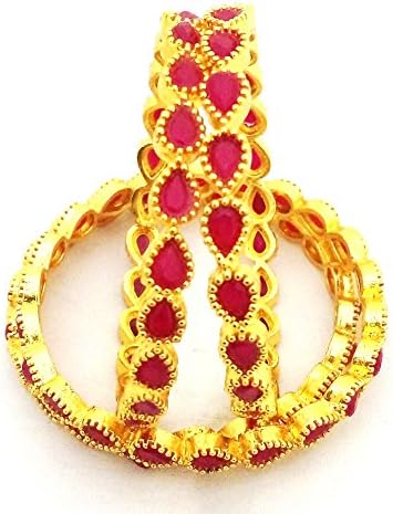 Shourya Exports 18K CZ Ruby Bridal Bangle Set