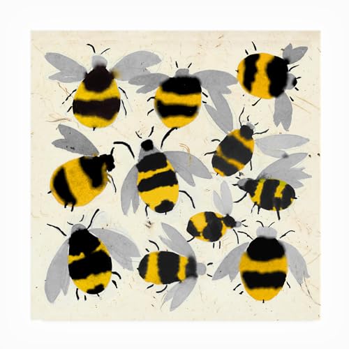 Trademark Fine Art Outdoor Canvas Art - Jenny Frean 'Inky Bees' Wall Art for Ou…
