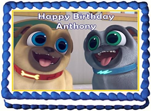 Puppy Dog Pals Edible Birthday Cake Topper Image, 1/4 Sheet, With Custom Message - To customize, select 'This is a gift' at checkout and write your message