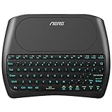 (2018 D8 Pro) Aerb Backlit Mini Wireless Keyboard with Large Touchpad Mouse, Rechargable Li-ion Battery & Multi-Media Handheld Remote for PC/Google Android TV Box and More