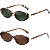 FEISEDY Retro Oval Cateye Sunglasses for Women Men Fashion Small 90s Style Vintage Shades B4180