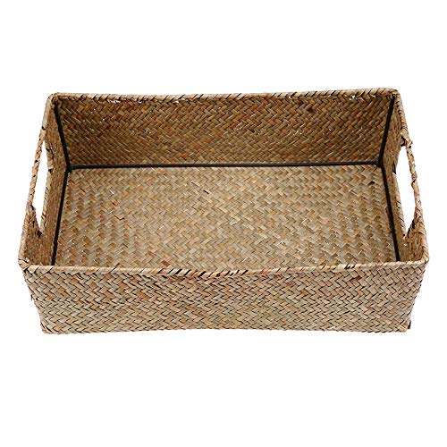 Hand-woven hollow handle receive the cane makes up straw basket box bin bin rural wind Wicker Crafts