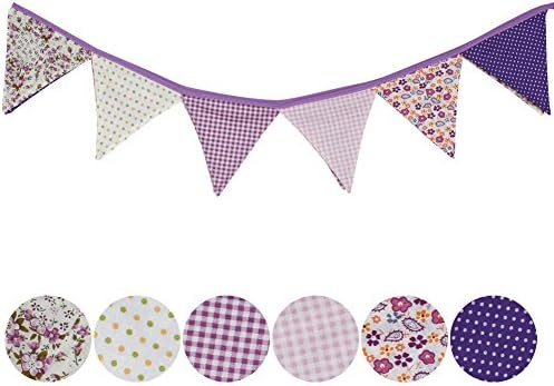 Chunshop New Colorful Fabric Flags Bunting Pennant Wedding Party Home Decoration (Purple)