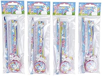 DISOK - Lote 24 Set 4 pcs Papelería Unicornio de Regalo. Regalos y Detalles para Cumpleaños, Comuniones, Fiestas, colegios.: Amazon.es: Juguetes y juegos