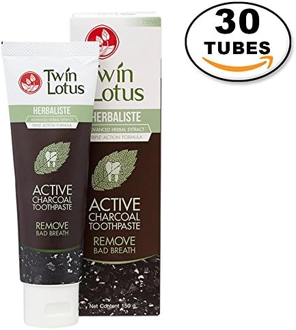 Twin Lotus Active Charcoal Toothpaste Herbaliste Triple Action 100 G X 30 Tube