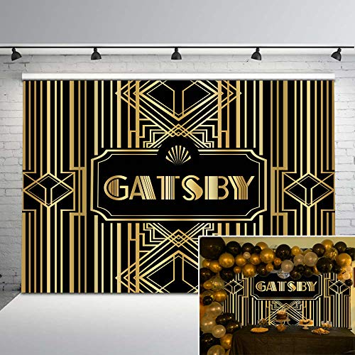 Avezano Great Gatsby Backdrop Retro Gatsby Birthday Wedding Black and