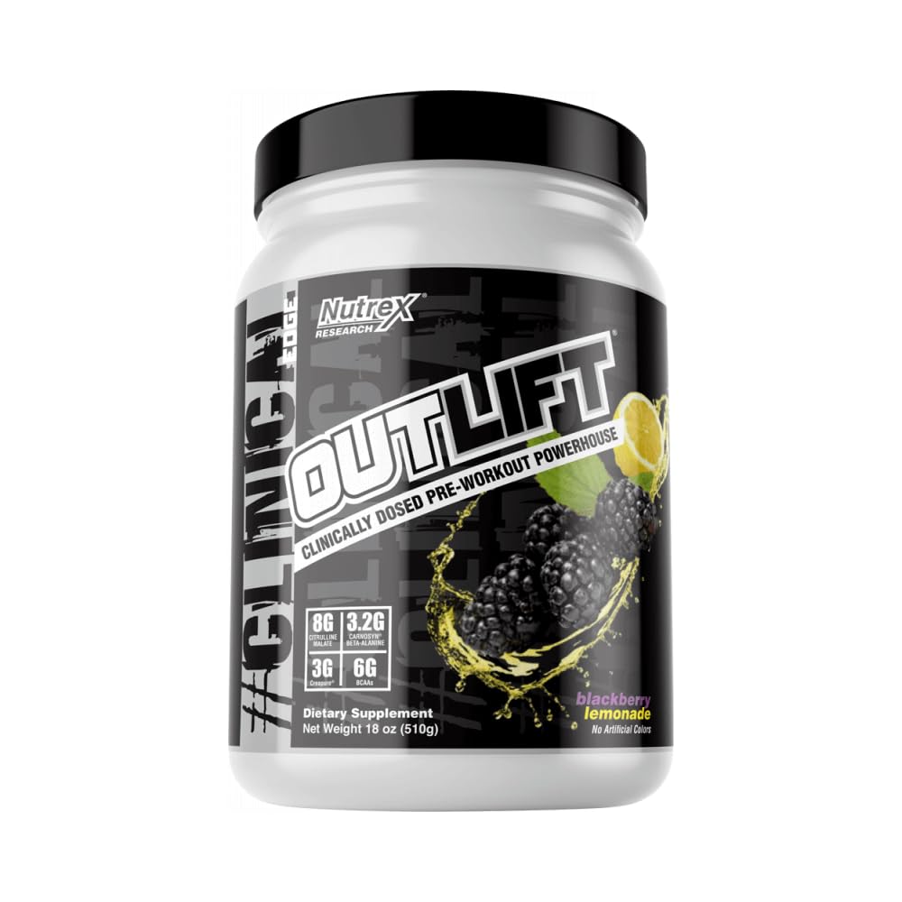 Nutrex Research Outlift Pre Workout Powder, Blackberry Lemonade 18oz, 20 Serving