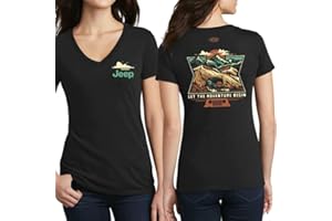 Jeep Ladies Dunes V-Neck Short Sleeve Cotton T-Shirt - Black