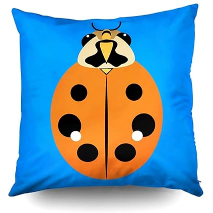 Amazon Com Ladybug Beetle Orange Round Decorative Throw Pillow