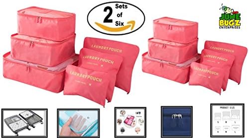 JuneBugz, Packing Cubes Set 12 Piece Compression Travel Organizer with Laundry Bags