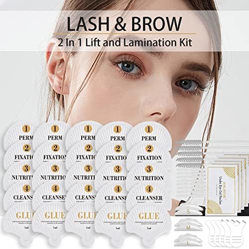 2023 Upgraded Lash Lift Kit, Sachet Eyelash Perm Kit, 2 in 1 Lash Brow Lamination Kit, Semi