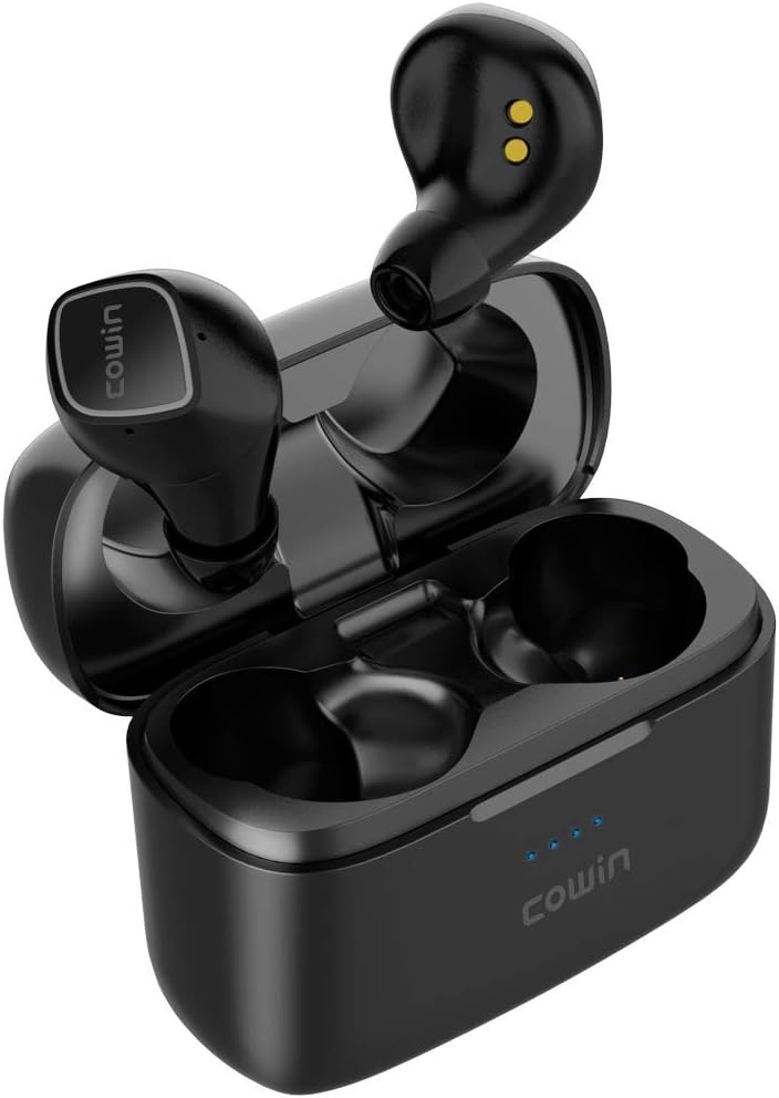 cowin KY02 Bluetooth 5.0 Wireless Headphones Sport Earphones Earbuds Built-in Mic Stereo Calls Extra Bass Touch Control 36H Playtime for Workout - Black