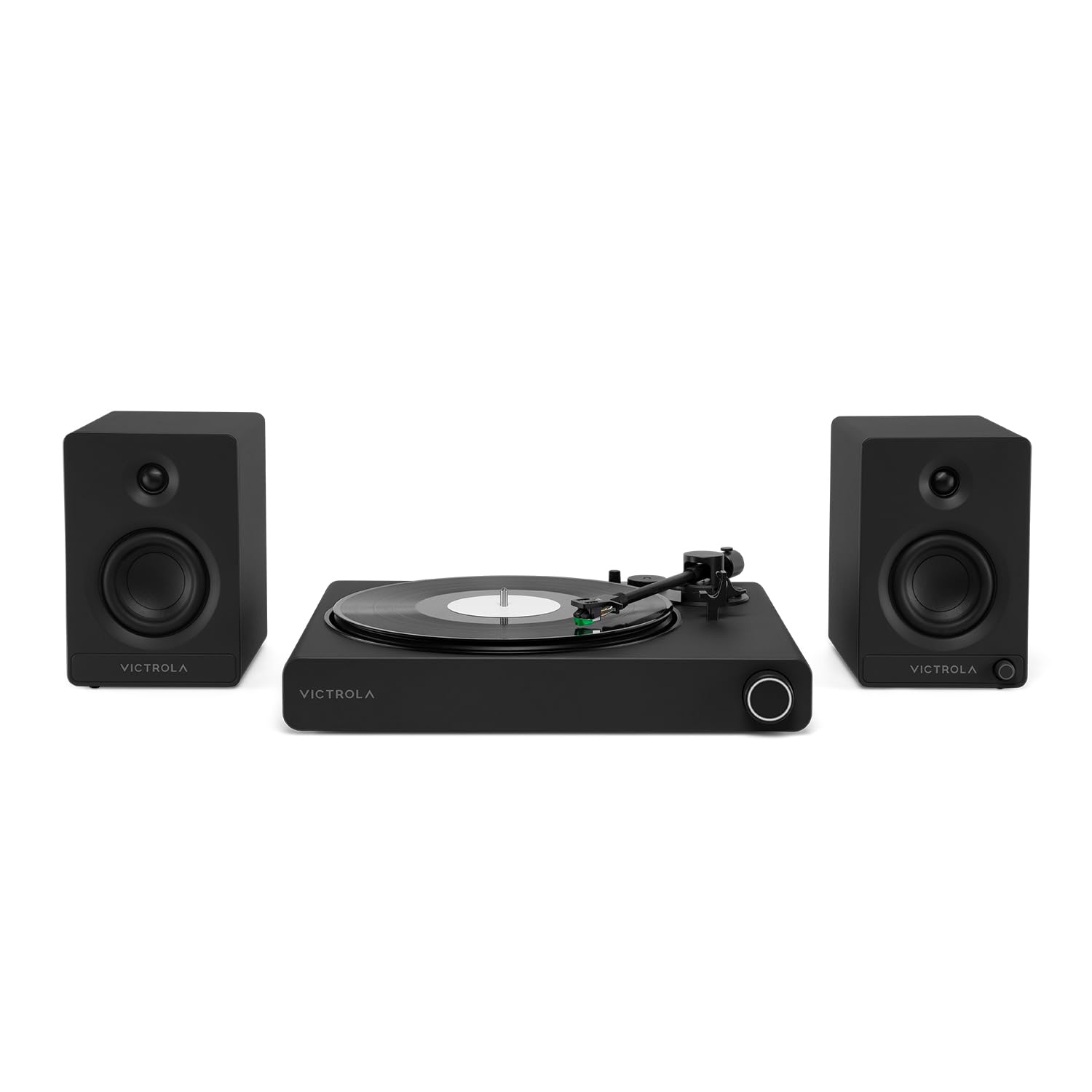 Victrola Stream Onyx – Wi-Fi Streaming 2-Speed Turntable with Bluetooth Output, Works with Sonos & Victrola Tempo – Bluetooth Bookshelf Speakers – Room-Filling Sound (Bundle, Black)