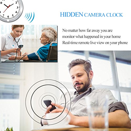 Newwings 1080P WiFi Hidden Camera Wall Clock Wireless Spy Camera Nanny Cam with Motion Detection, Indoor Covert Security Camera for Home and Office