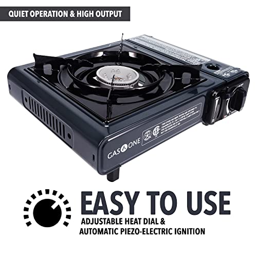 Gas One 9,000 BTU Portable Gas Stove With 4 Pack Fuel And Carrying Case