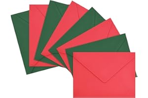 LIKAJON 50 Pack Christmas A7 Envelopes, Red and Dark Green Greeting Card Envelopes Self Seal, 5.24 x 7.24 in Envelopes for Money Birthday Graduation Wedding