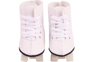 MSYO 18 Inch Doll Roller Skate Shoes-4 Adjustable Styles Pretend Play Accessories for 18 Dolls,Sparkling Dress-Up Shoes & Birthday Gift for Kids(Pure White)