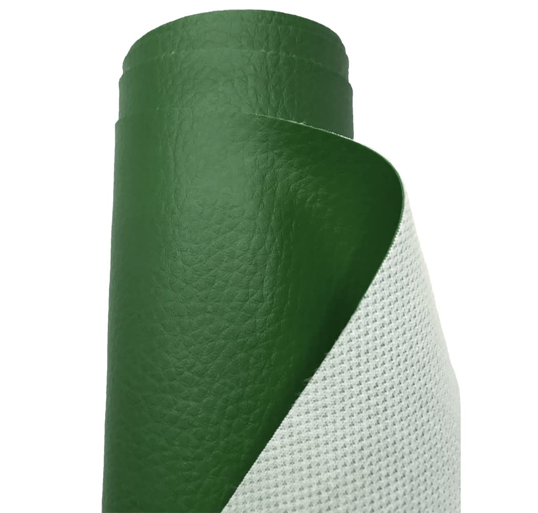 A-Express Grained Faux Leather Fabric Waterproof Heavy Duty Leatherette Vinyl Leathercloth Upholstery Textured Material - Forest Green 5 Metres 500cm x 140cm