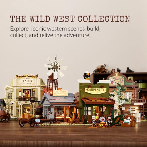 LUMIBRICKS Western-Carpentry-Workshop Lighting-Building-Bricks Set - 1832 Pcs The Old West Blacksmith-Shop Light Construction Building Model Set for Adults and West Lovers