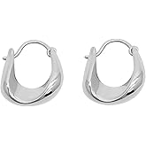 Chunky Gold Hoop Earrings for Women Gold Small Hoop Earrings Thick Geometric Statement Earrings Minimalist U Shaped Earring for Women Jewelry Gift