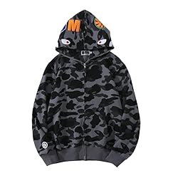 EXXE&OYYO Men's Shark Hoodie,Cotton Material Shark