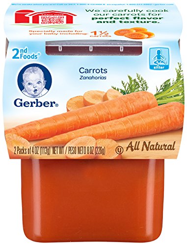 Gerber 2nd Foods Carrots, 4 Ounce Tubs, 2 Count (Pack of 8)