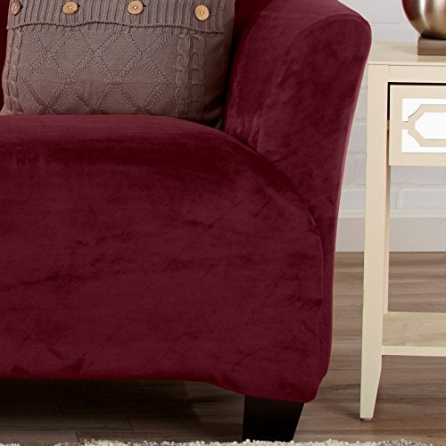image for Great Bay Home Modern Velvet Plush Strapless Slipcover. Form Fit Stret